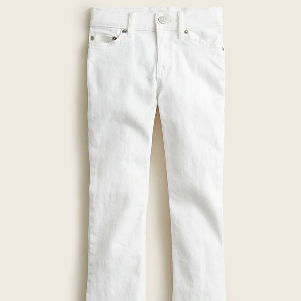 J. Crew Girls' raw-hem demi-boot jean in white BF745